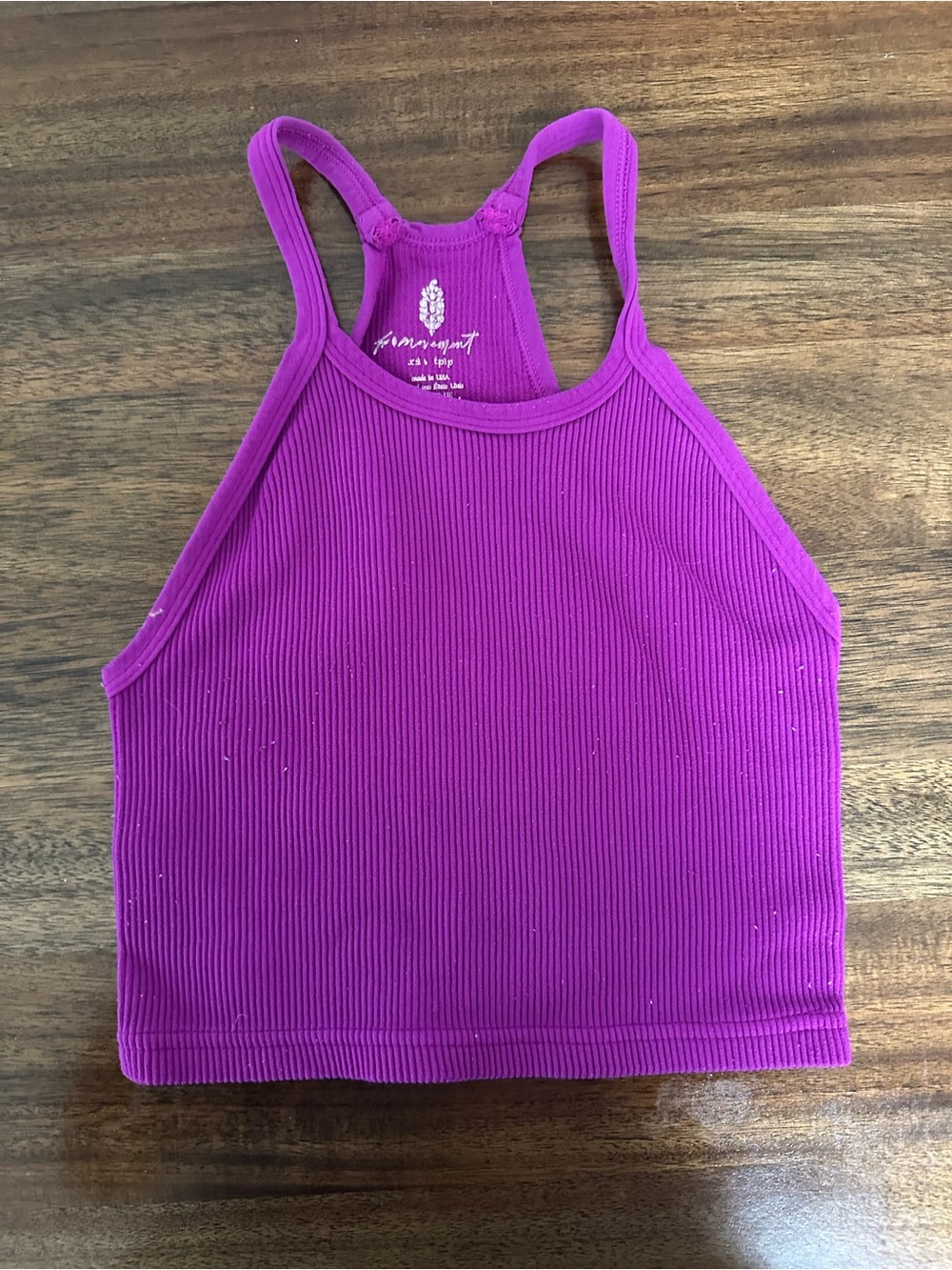 Free People Magenta  Happiness Runs Ribbed Racerback Crop Tank